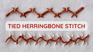 Tied Herringbone Stitch - Coral Knotted Herringbone Embroidery Tutorial