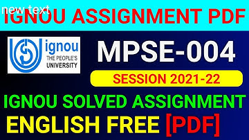 MPSE-004 Solved Assignment 2022, MPSE 4 Solved Assignment 2021-22 in English, MPSE 4 Assignment