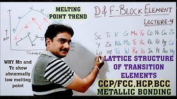 d Block Elements|Lect-4| lattice structure CCP/FCC,HCP, BCC of T.E|Metallic bonding| M.pt.of Mn & Tc