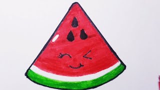 رسم  بطيخ احمر |كيف  ترسم  بطيخ احمر  # Drawing acut  watermelon