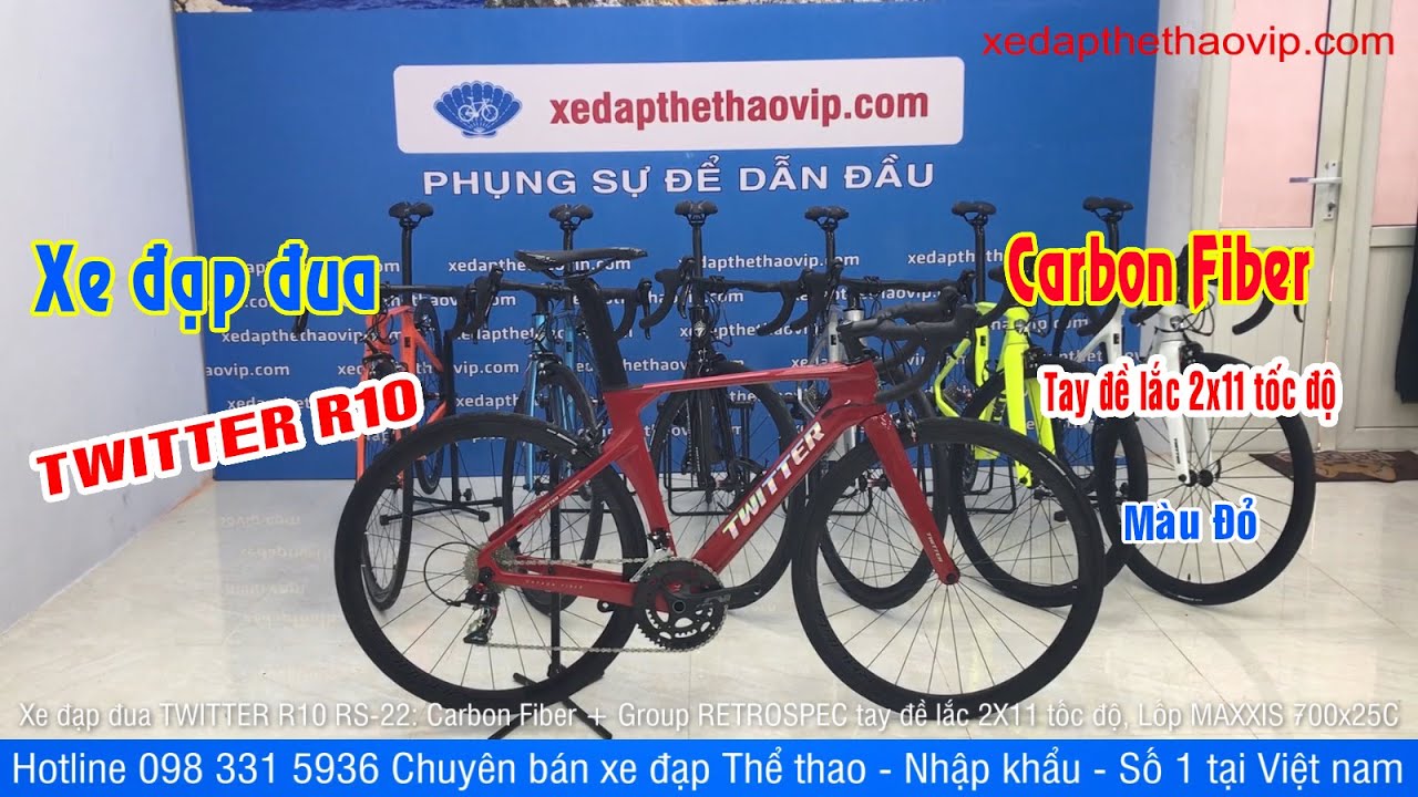 Siêu phẩm Twitter R10 RS-22 màu đỏ, Carbon Fiber , Tay đề lắc Retrospec ...