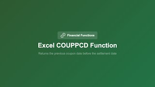 Excel COUPPCD Function -- Previous Coupon Date