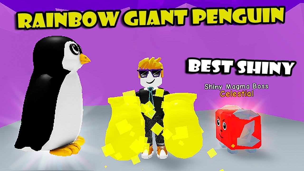 Getting New Rainbow Giant Penguin Full Best Shiny Magma Boss Pets In Boxing Simulator Roblox - crafting shiny and rainbow pets in saber simulator update roblox