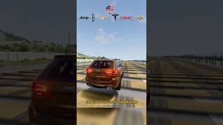 American cars vs 150 Speedbumps🇺🇸🔥😱#beamngdrive #shorts #tesla