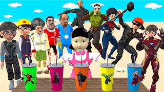 Scary Teacher 3D vs Squid Game Become 5 Superhero And Break Rocks Thor Nick 5 Time Challenge