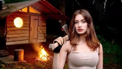 Cô gái một mình xây dựng nơi trú ẩn để sinh tồn trong rừng rậm | Thử thách sinh tồn trong rừng rậm 