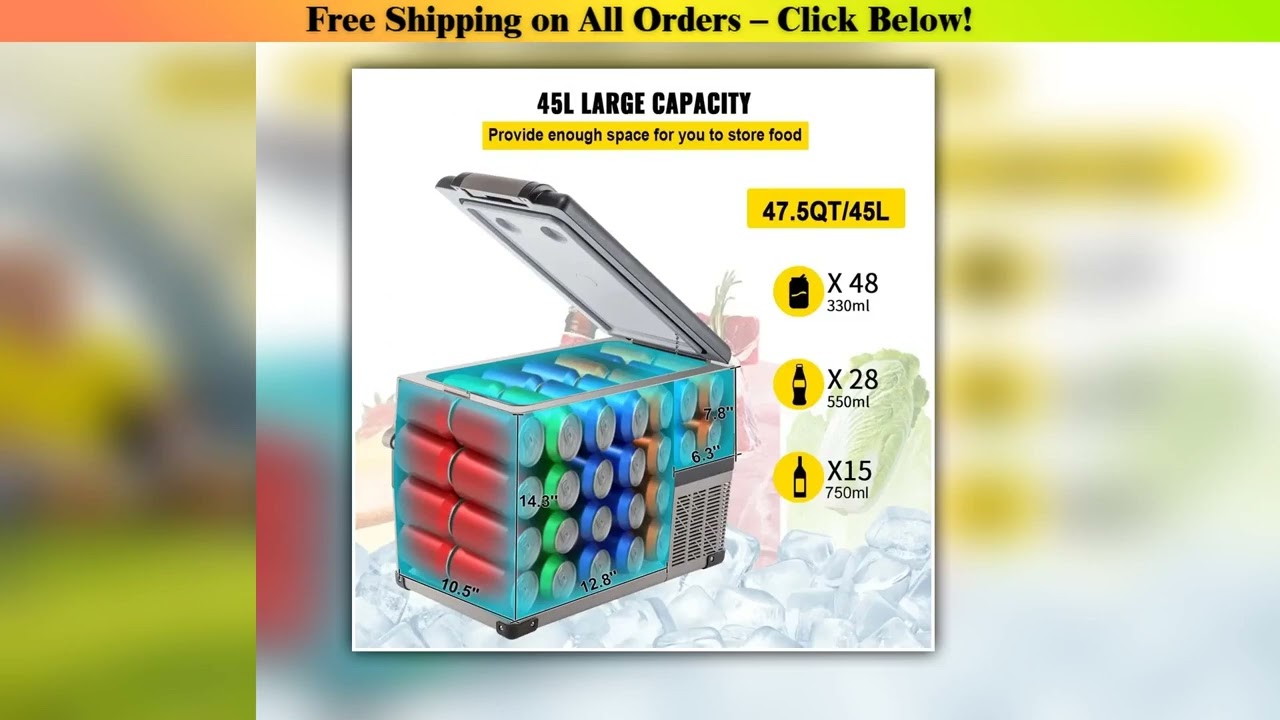 SIHAO 15L-55L Portable Car Freezer 12V/24V Compressor Cooler Mini Fridge for Travel Camping