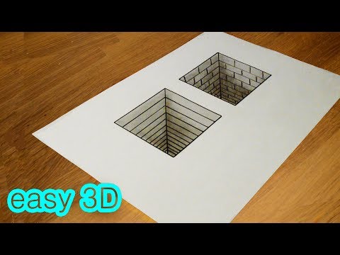 Как нарисовать простой 3D рисунок Иллюзия   3Д колодцы