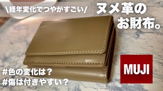 【無印良品の財布】ヌメ革財布の経年変化|3ヶ月使用のレビュー動画|音声あり|おすすめミニ財布