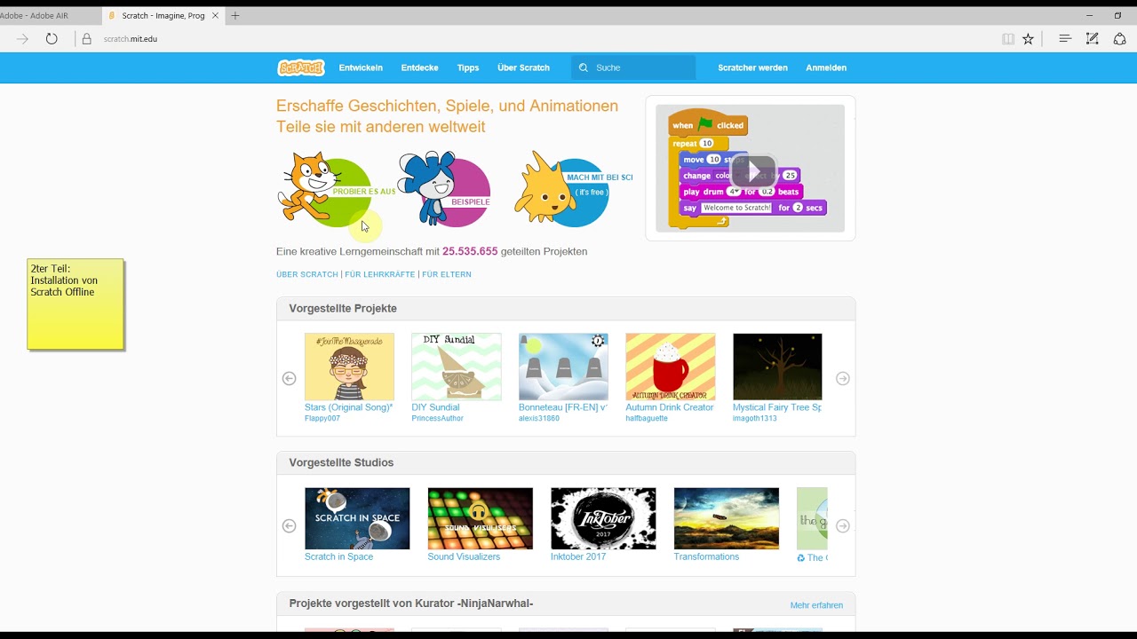 Scratch 2.0 auf Deutsch mit dem Offline Editor installieren und