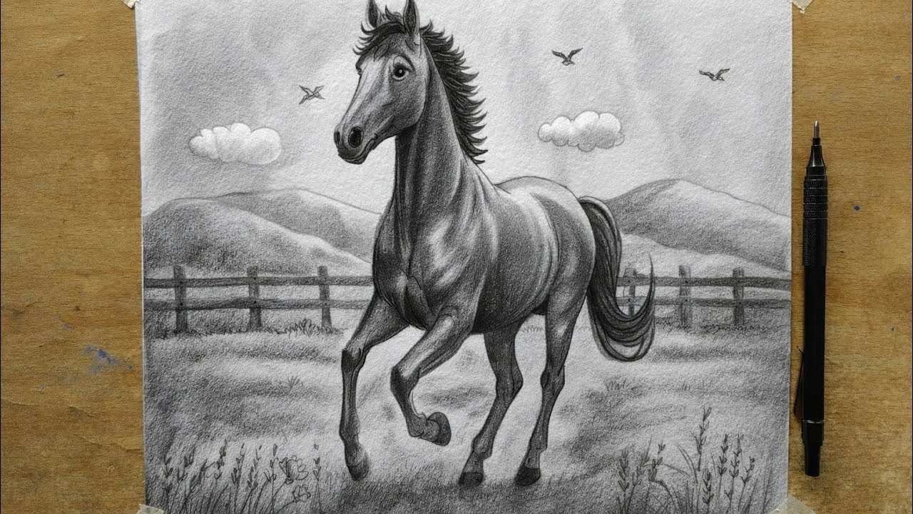How to Draw a Horse with Pencil | Step by Step Shading