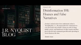 Disinformation 101: Hoaxes and False Narratives – February 15, 2021 – Jeffrey Nyquist