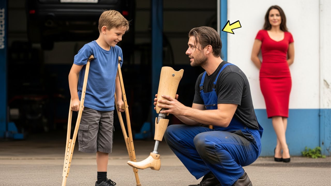 Mecânico construiu uma perna de madeira para o filho da milionária, sem notar que ela o observava…