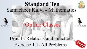 10th std samacheer maths online class - Unit 1 : Cartesian product - Excercise 1.1