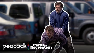 Ron & Andy get into position | Parks and Recreation