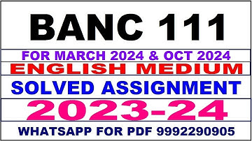 banc 111 solved assignment 2023-24 | banc 111 solved assignment in english 2024 | banc 111 2024