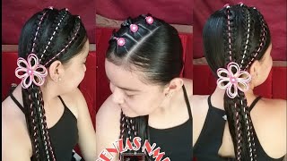 HERMOSO PEINADO EN TRENZA Y BOTONES | PEINADOS PARA NIÑA | TRENZAS NMBA