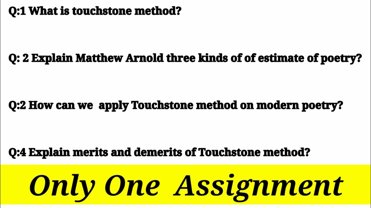 write an essay on arnold's touchstone method