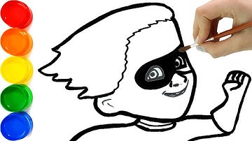 Incredibles 2 Dash Funny Drawing and Coloring for Kids, Toddlers