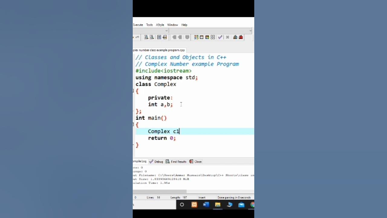 #135 Complex Number Program using Class in C++ | oop in c++ | C++ ...