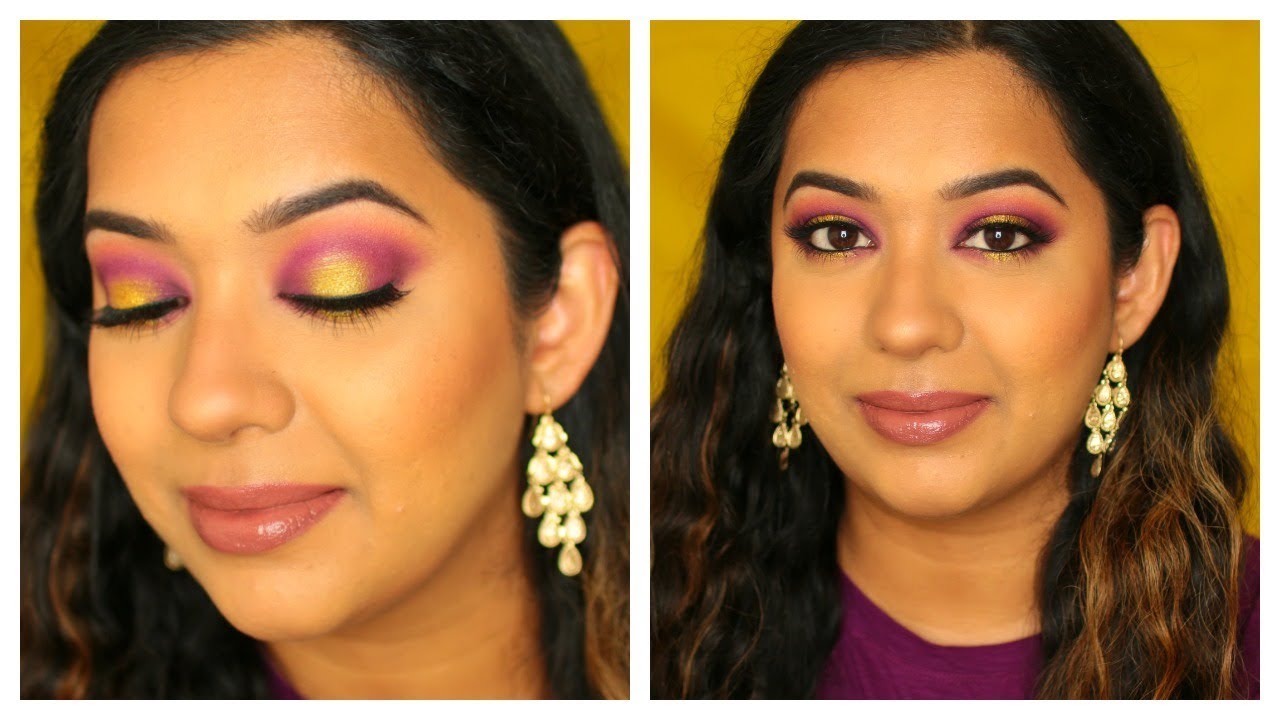Fall Makeup Look - Purple & Gold - Navratri makeup | Beautylashes19 - YouTube