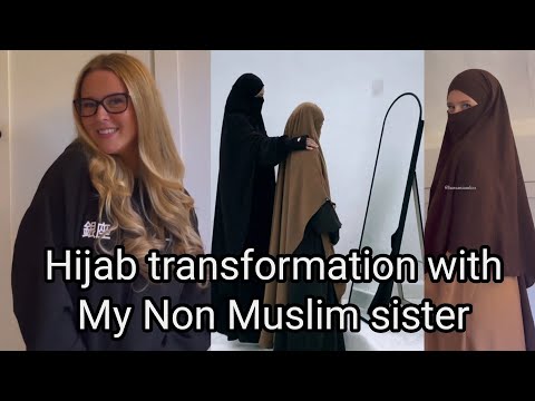 Non. Muslim sister 👰🏻  try hijab first time ||Hijab transformation reactions 😲||Muslimah