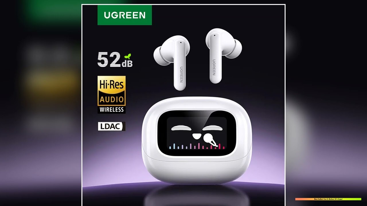 UGREEN LCD Full Color Smart Screen Wireless TWS Bluetooth Earphones Earbuds 52dB Active Noise