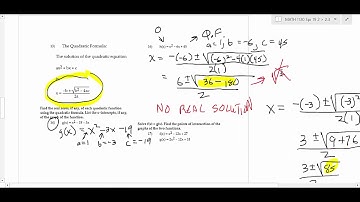 MATH 1130 Pre-Calculus Section 2.3 Part 2 Zeros of Quadratic Functions