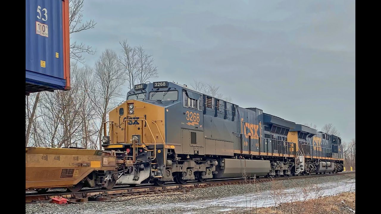 CSXT 743 & 3268 on Q004 @ Dunkirk, NY 4K60fps - YouTube