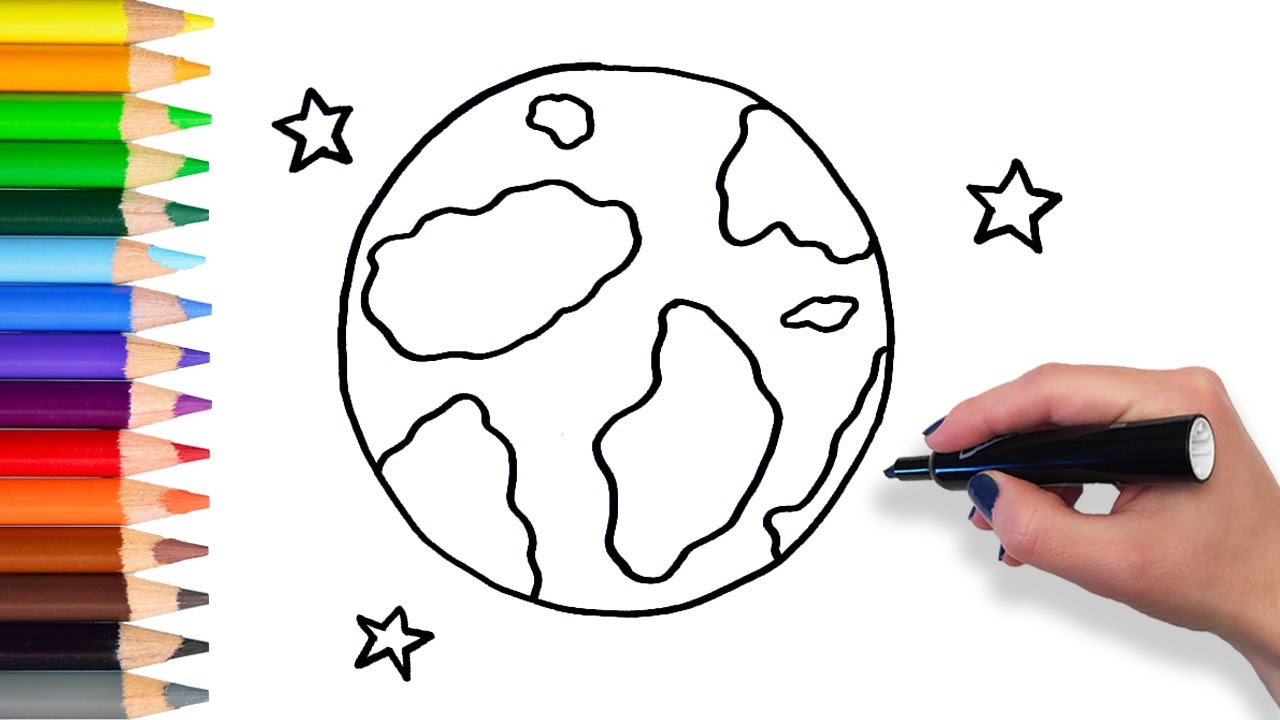 Learn How to Draw Earth and Stars Teach Drawing for Kids