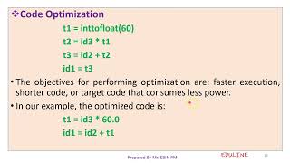 TOPIC 4 - INTERMEDIATE CODE GENERATION, CODE OPTIMIZATION & TARGET CODE GENERATION