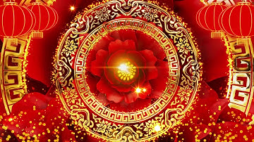 Atmospheric red gold lantern peony universal stage background