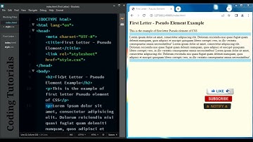 First Letter example of Pseudo Element | @CodingTutorialsOfficial