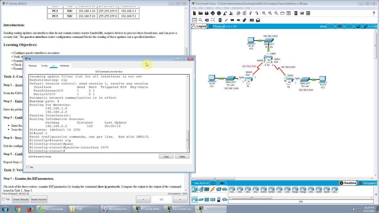 [CCNA] 5.3.4 Configure Passive Interfaces in RIP - YouTube
