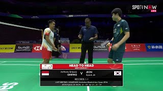 [BWF] MS1 - Quarterfinals｜A. S.  GINTING (INA) vs JEON Hyeok Jin (KOR) H\/L | Thomas Cup Finals 2024