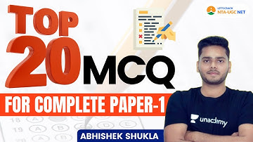 Crack NTA UGC NET- JRF 2021 | Top 20 Mcq For Complete Paper-1 by Abhishek Shukla |