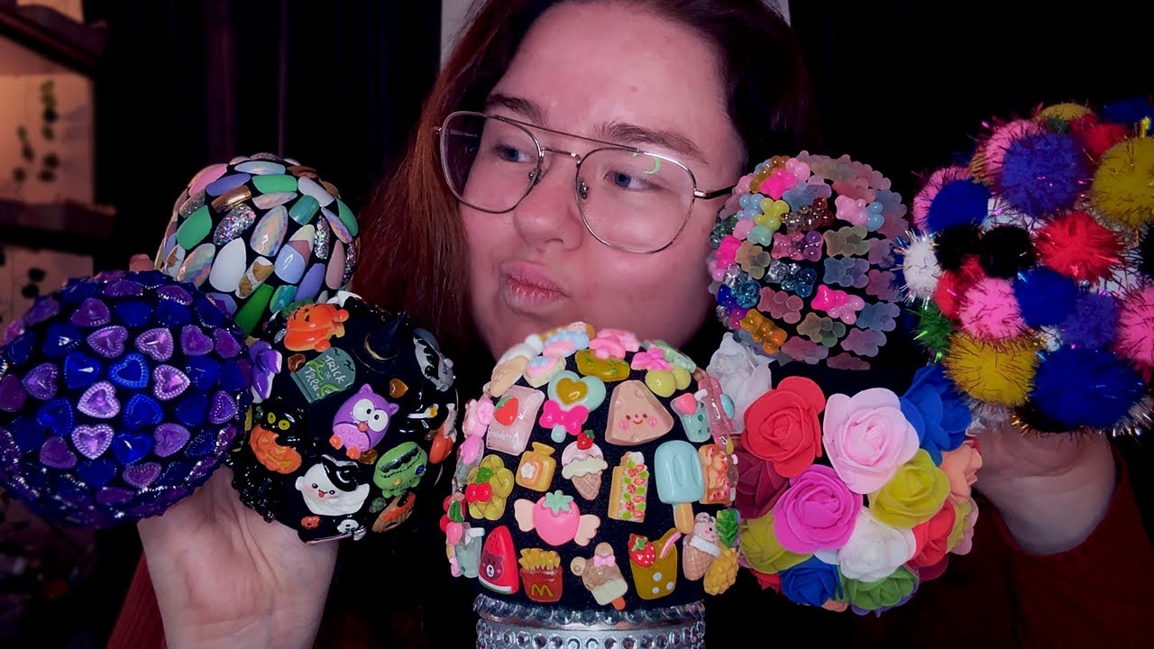 ASMR Med alla mina pyntade mickskydd 💜 Vilken är din favorit?