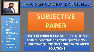 HPSC PGT COMPUTER SCIENCE OS SUBJECTIVE QUESTIONS | CRACKER SERIES