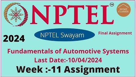 Fundamentals of Automotive Systems Week-10 Assignment Solution 2024 NPTEL