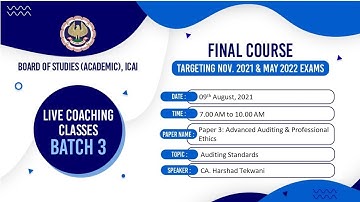 Final Paper 3 AAPE | Topic: Auditing Standards | Session 1 | 09 August, 2021