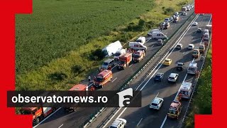 Cum s-a produs accidentul de groază de pe A2. Un antrenor de 23 de ani a murit, 22 de copii răniţi