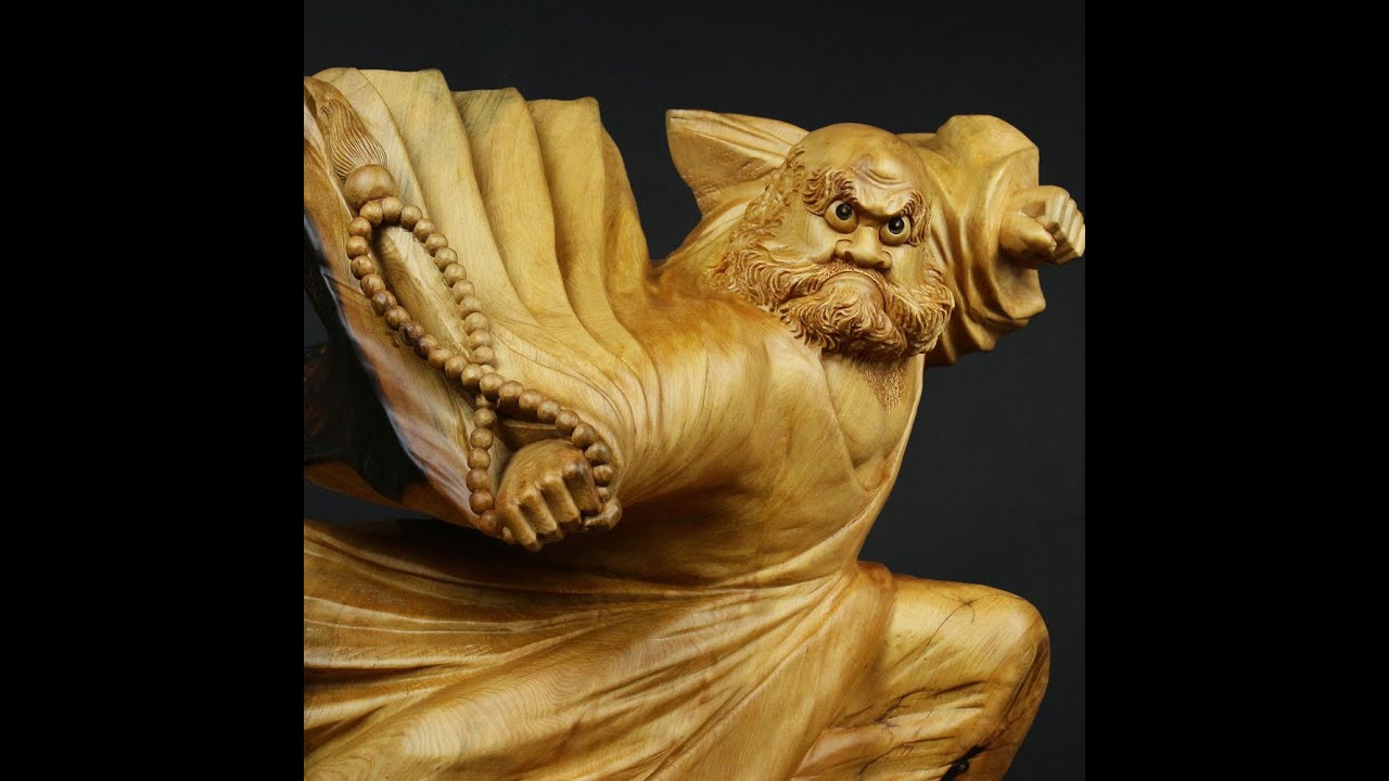 武 達摩 達摩木雕作品 檜木 - 胡權大師創作 45 59 40 cm B10-004