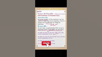 #S 24. Assertion & Reason Based MCQs |Class 12 | Accounts | Partnership Fundamentals|Term-1 | Chap-2