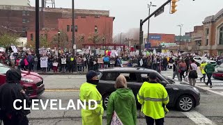 Protesters against Trump, Musk gather at ‘Hands Off!’ rallies across NE Ohio