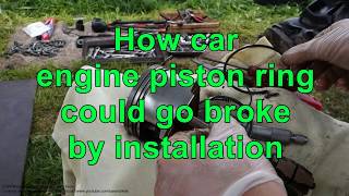 How car engine piston ring could go broke by installation. Piston from Honda CR-V 2.0