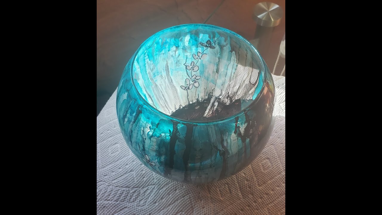 Quick and Easy cheap glass vase decoration with alcohol inks YouTube