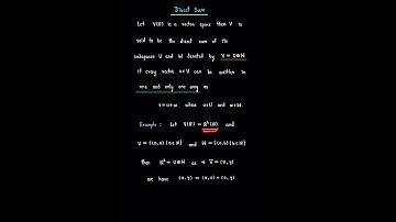 Concept of Direct Sums in Vector Spaces #vector_space #direct_sum