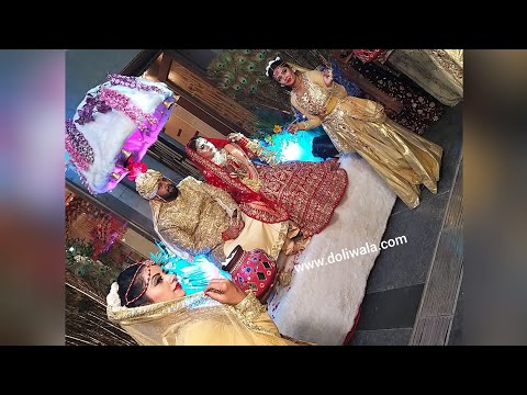 couple-palki-wedding-entry---apsara-theme-||-palm-green-delhi-||-doliwala-events-+919015608586