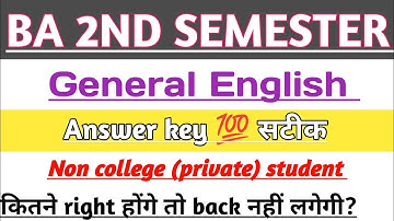 Ba 2nd semester general english answer key || mlsu ba 2nd semester general English answer key | mlsu