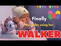 Our baby using her walker for the first time 